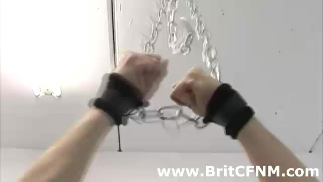 Femdom British ladies inspect CFNM guy in chains
