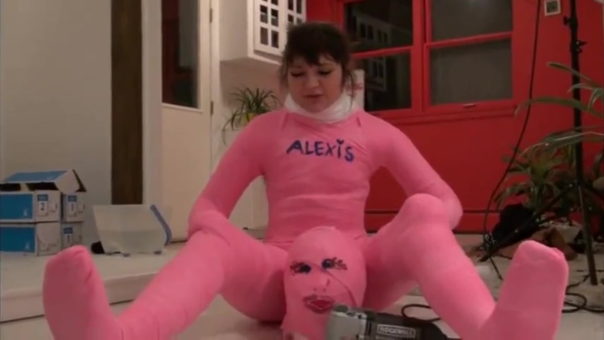 Girl Completely Encased In Pink Body Cast
