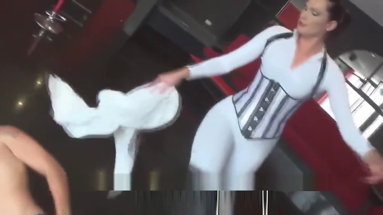 Mistress whipping white catsuit Boots
