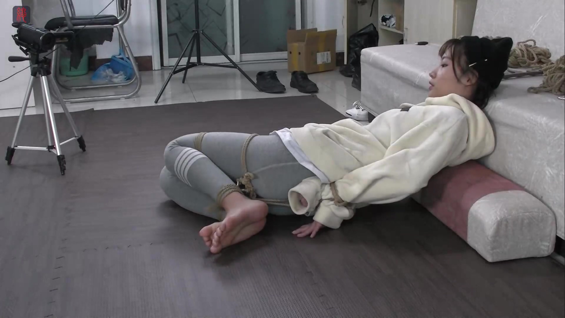 Beautiful Chinese Girl Hogtied Struggling Tickling
